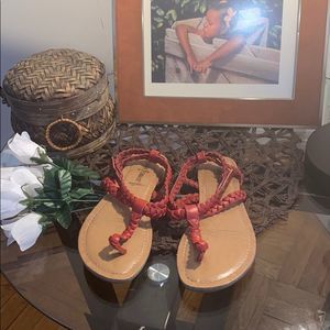 Minnetonka braided leather sandals Red Sz 7
